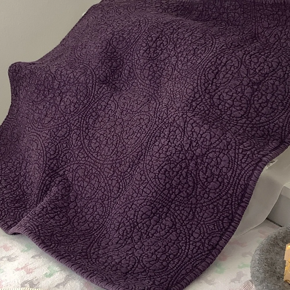 Restoration Hardware Quilted Pillow Sham Pair in Deep Purple